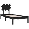 Cadre de lit sans matelas noir 75x190 cm bois massif 