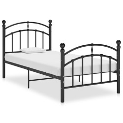 Cadre de lit sans matelas noir métal 100x200 cm 