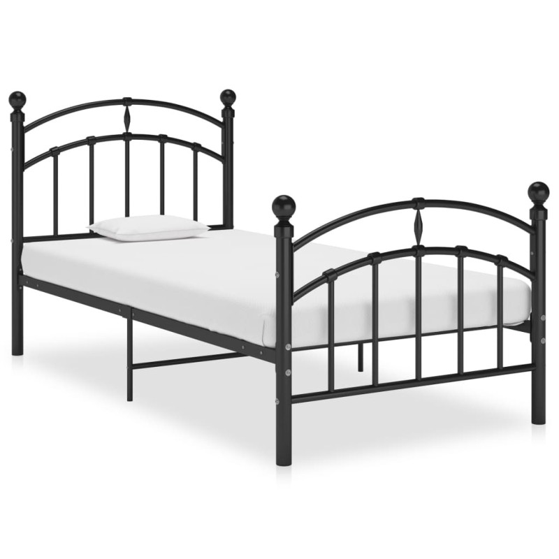 Cadre de lit sans matelas noir métal 100x200 cm Cadre de lit sans matelas noir métal 100x200 cm