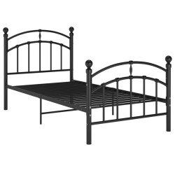 Cadre de lit sans matelas noir métal 100x200 cm 