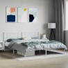 Cadre de lit métal sans matelas et tête de lit blanc 200x200 cm 