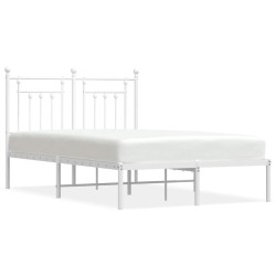 Cadre de lit métal sans matelas et tête de lit blanc 135x190 cm 
