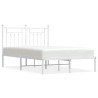 Cadre de lit métal sans matelas et tête de lit blanc 135x190 cm 