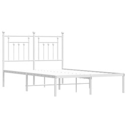 Cadre de lit métal sans matelas et tête de lit blanc 135x190 cm 