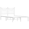 Cadre de lit métal sans matelas et tête de lit blanc 135x190 cm 