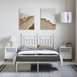 Cadre de lit métal sans matelas et tête de lit blanc 135x190 cm 