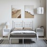 Cadre de lit métal sans matelas et tête de lit blanc 135x190 cm 