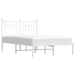 Cadre de lit métal sans matelas et tête de lit blanc 135x190 cm 