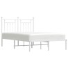 Cadre de lit métal sans matelas et tête de lit blanc 135x190 cm 