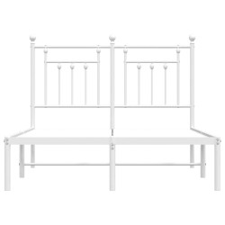 Cadre de lit métal sans matelas et tête de lit blanc 135x190 cm 