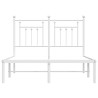 Cadre de lit métal sans matelas et tête de lit blanc 135x190 cm 