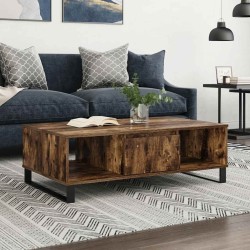Table basse chêne fumé 104x60x35 cm bois d'ingénierie 