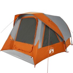 Tente de cabine familiale 6 personnes gris orange imperméable 