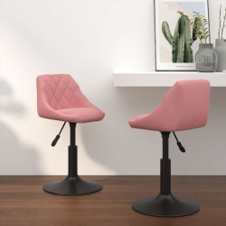 Chaises pivotantes à manger lot de 2 Rose Velours 