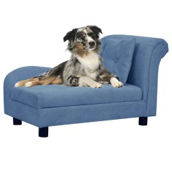 Canapé pour chien avec oreiller Bleu 83x44x44 cm Peluche 
