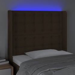 Tête de lit à LED Marron foncé 93x16x118/128 cm Tissu 