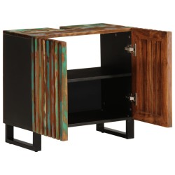 Armoire lavabo de salle de bain 62x34x58cm bois massif d'acacia 