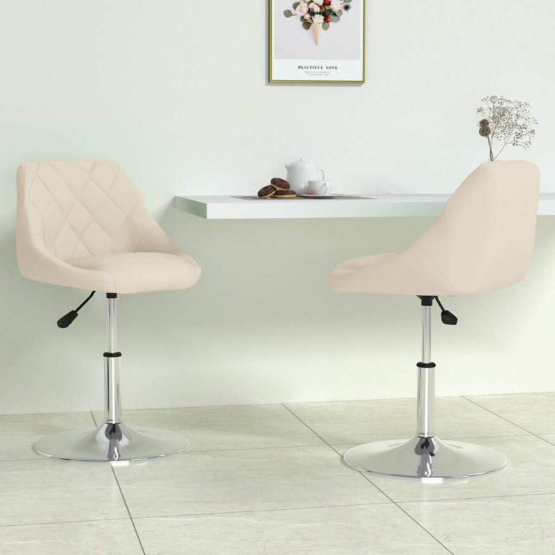 Chaises pivotantes à manger lot de 2 Crème Velours 