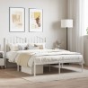 Cadre de lit métal sans matelas et tête de lit blanc 140x190 cm 