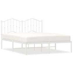 Cadre de lit métal sans matelas et tête de lit blanc 140x190 cm 