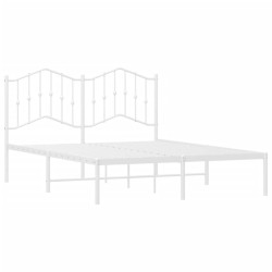 Cadre de lit métal sans matelas et tête de lit blanc 140x190 cm 