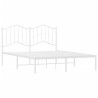 Cadre de lit métal sans matelas et tête de lit blanc 140x190 cm 