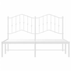 Cadre de lit métal sans matelas et tête de lit blanc 140x190 cm 