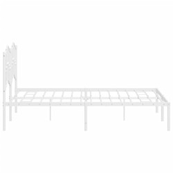 Cadre de lit métal sans matelas et tête de lit blanc 140x190 cm 