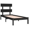 Cadre de lit sans matelas noir 75x190 cm bois massif 