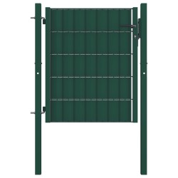 Portail de clôture PVC et acier 100x81 cm Vert   