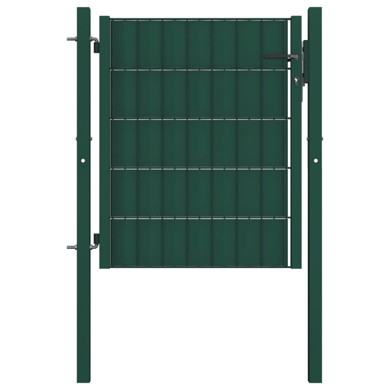 Portail de clôture PVC et acier 100x81 cm Vert Portail de clôture PVC et acier 100x81 cm Vert