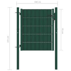 Portail de clôture PVC et acier 100x81 cm Vert   