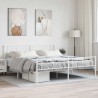 Cadre de lit métal sans matelas et pied de lit blanc 180x200 cm 