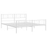 Cadre de lit métal sans matelas et pied de lit blanc 180x200 cm 