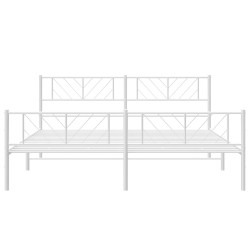 Cadre de lit métal sans matelas et pied de lit blanc 180x200 cm 