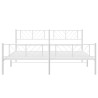 Cadre de lit métal sans matelas et pied de lit blanc 180x200 cm 