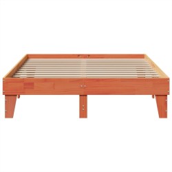 Cadre de lit sans matelas cire marron 160x200cm bois pin massif 