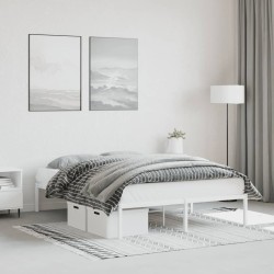 Cadre de lit métal blanc 135x190 cm 