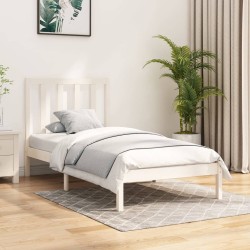 Cadre de lit sans matelas blanc bois de pin massif 75x190 cm 