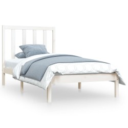 Cadre de lit sans matelas blanc bois de pin massif 75x190 cm 