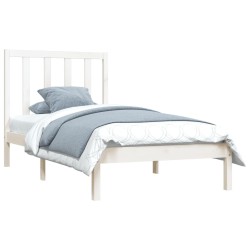Cadre de lit sans matelas blanc bois de pin massif 75x190 cm 