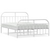 Cadre de lit métal sans matelas et pied de lit blanc 150x200 cm 