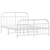 Cadre de lit métal sans matelas et pied de lit blanc 150x200 cm 