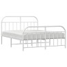 Cadre de lit métal sans matelas et pied de lit blanc 150x200 cm 