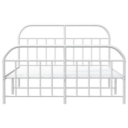 Cadre de lit métal sans matelas et pied de lit blanc 150x200 cm 