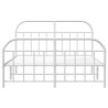 Cadre de lit métal sans matelas et pied de lit blanc 150x200 cm 