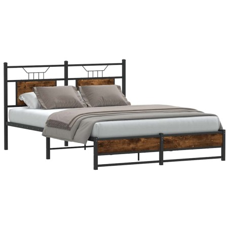 Cadre de lit sans matelas chêne fumé 150x200 cm bois ingénierie 
