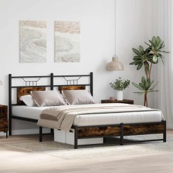 Cadre de lit sans matelas chêne fumé 150x200 cm bois ingénierie 