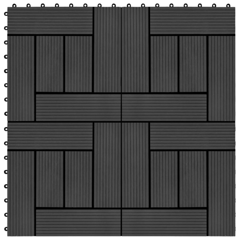 Carreaux de terrasse 22 pcs 30 x 30 cm 2 m² WPC Noir Carreaux de terrasse 22 pcs 30 x 30 cm 2 m² WPC Noir