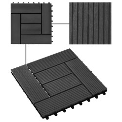 Carreaux de terrasse 22 pcs 30 x 30 cm 2 m² WPC Noir 